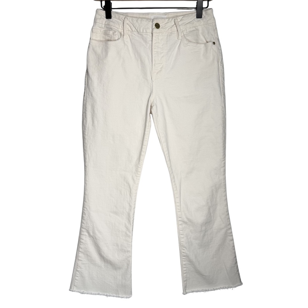 FRAME Le Crop Mini Boot Jeans 28 White Raw Hem Cropped Bootcut